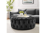 EEI-5469-BLK Amour Tufted Button Large Round Performance Velvet Ottoman By Modway