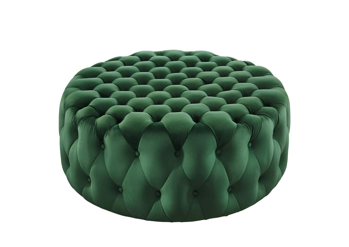EEI-5469-EME Amour Tufted Button Large Round Performance Velvet Ottoman By Modway