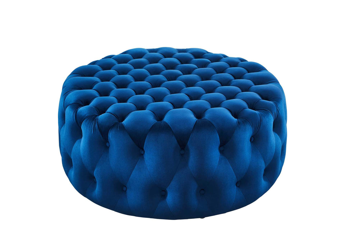EEI-5469-NAV Amour Tufted Button Large Round Performance Velvet Ottoman By Modway