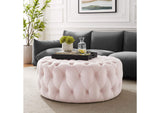 EEI-5469-PNK Amour Tufted Button Large Round Performance Velvet Ottoman By Modway