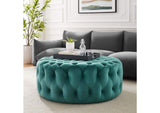 EEI-5469-TEA Amour Tufted Button Large Round Performance Velvet Ottoman By Modway