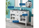 EEI-5480-WHI-BLK Isle 48" Double Bathroom Vanity Cabinet By Modway