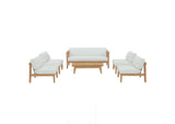 EEI-5483-NAT-WHI-SET Bayport 6 Piece Outdoor Patio Teak Set By Modway