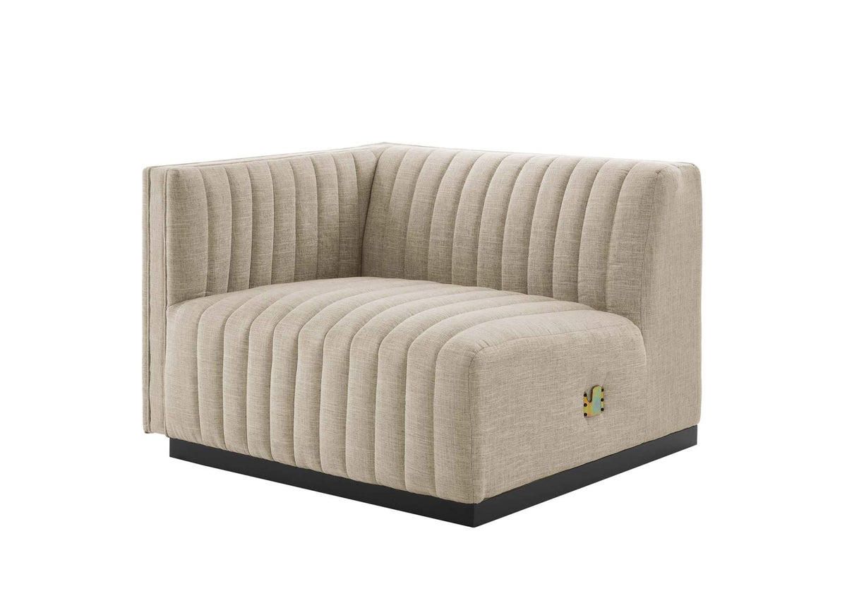 EEI-5491-BLK-BEI Conjure Channel Tufted Upholstered Fabric Left-Arm Chair By Modway