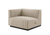 EEI-5491-BLK-BEI Conjure Channel Tufted Upholstered Fabric Left-Arm Chair By Modway