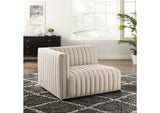 EEI-5491-BLK-BEI Conjure Channel Tufted Upholstered Fabric Left-Arm Chair By Modway