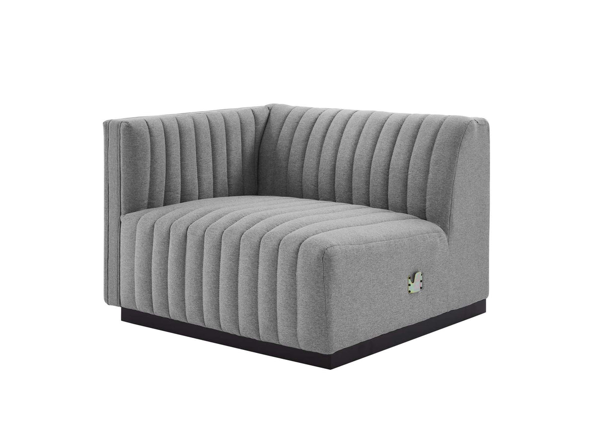 EEI-5491-BLK-LGR Conjure Channel Tufted Upholstered Fabric Left-Arm Chair By Modway