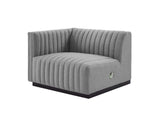 EEI-5491-BLK-LGR Conjure Channel Tufted Upholstered Fabric Left-Arm Chair By Modway