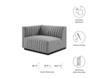 EEI-5491-BLK-LGR Conjure Channel Tufted Upholstered Fabric Left-Arm Chair By Modway