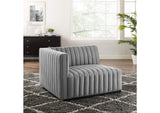EEI-5491-BLK-LGR Conjure Channel Tufted Upholstered Fabric Left-Arm Chair By Modway
