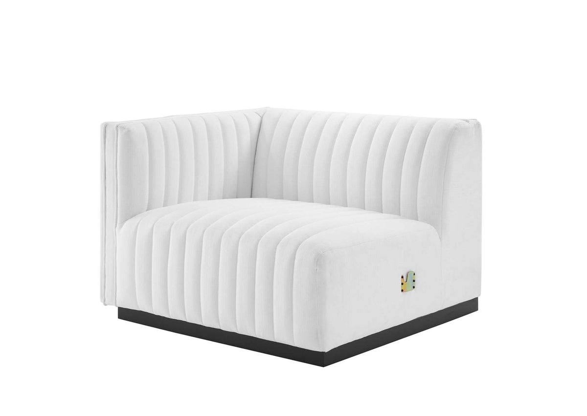 EEI-5491-BLK-WHI Conjure Channel Tufted Upholstered Fabric Left-Arm Chair By Modway