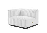 EEI-5491-BLK-WHI Conjure Channel Tufted Upholstered Fabric Left-Arm Chair By Modway