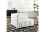 EEI-5491-BLK-WHI Conjure Channel Tufted Upholstered Fabric Left-Arm Chair By Modway