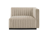 EEI-5493-BLK-BEI Conjure Channel Tufted Upholstered Fabric Right-Arm Chair By Modway