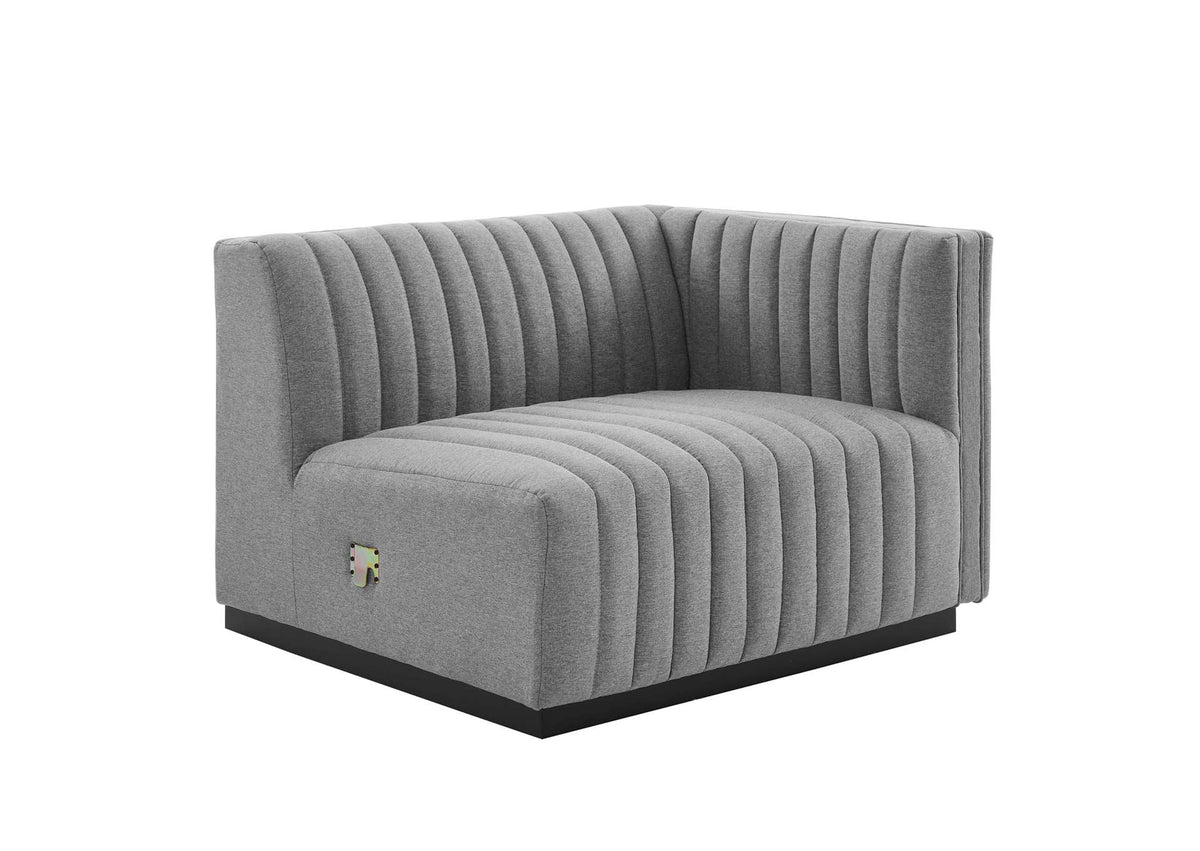 EEI-5493-BLK-LGR Conjure Channel Tufted Upholstered Fabric Right-Arm Chair By Modway