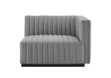 EEI-5493-BLK-LGR Conjure Channel Tufted Upholstered Fabric Right-Arm Chair By Modway