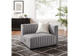 EEI-5493-BLK-LGR Conjure Channel Tufted Upholstered Fabric Right-Arm Chair By Modway