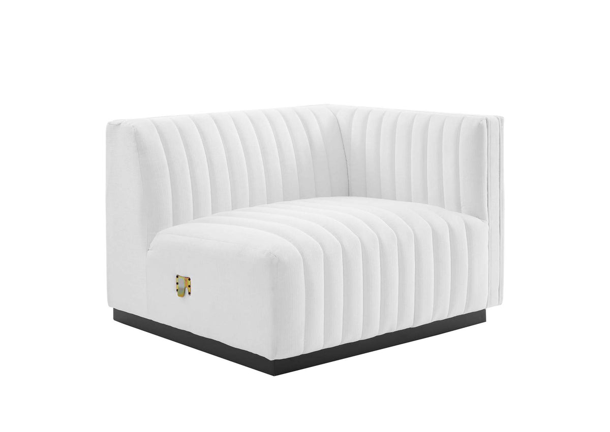 EEI-5493-BLK-WHI Conjure Channel Tufted Upholstered Fabric Right-Arm Chair By Modway