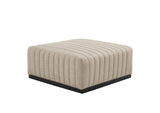 EEI-5501-BLK-BEI Conjure Channel Tufted Upholstered Fabric Ottoman By Modway