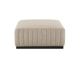 EEI-5501-BLK-BEI Conjure Channel Tufted Upholstered Fabric Ottoman By Modway
