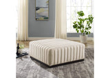 EEI-5501-BLK-BEI Conjure Channel Tufted Upholstered Fabric Ottoman By Modway
