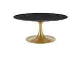EEI-5521-GLD-BLK Lippa 36" Round Faux Marble Coffee Table By Modway
