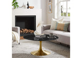 EEI-5521-GLD-BLK Lippa 36" Round Faux Marble Coffee Table By Modway