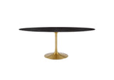 EEI-5528-GLD-BLK Lippa 78" Oval Faux Marble Dining Table By Modway