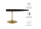 EEI-5528-GLD-BLK Lippa 78" Oval Faux Marble Dining Table By Modway