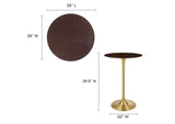 EEI-5529-GLD-CHE Lippa 28" Round Cherry Walnut Wood Bar Table By Modway