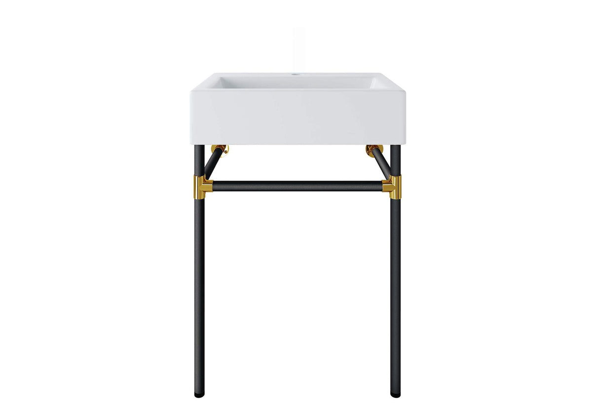 EEI-5537-BLK-WHI Redeem 24" Wall-Mount Black Stainless Steel Bathroom Vanity By Modway