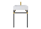 EEI-5537-BLK-WHI Redeem 24" Wall-Mount Black Stainless Steel Bathroom Vanity By Modway