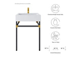 EEI-5537-BLK-WHI Redeem 24" Wall-Mount Black Stainless Steel Bathroom Vanity By Modway