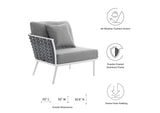 EEI-5565-WHI-GRY Stance Outdoor Patio Aluminum Left-Facing Armchair By Modway
