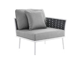 EEI-5566-WHI-GRY Stance Outdoor Patio Aluminum Right-Facing Armchair By Modway