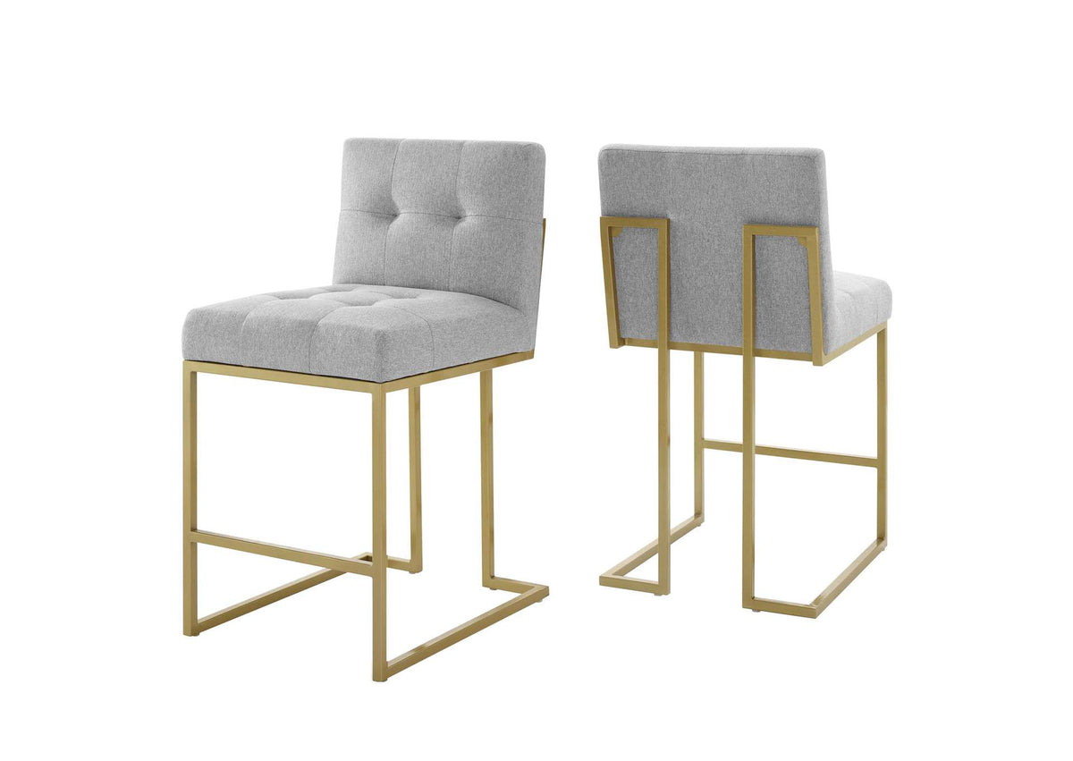 EEI-5571-GLD-LGR Privy Upholstered Fabric Counter Stool Set Of 2 By Modway