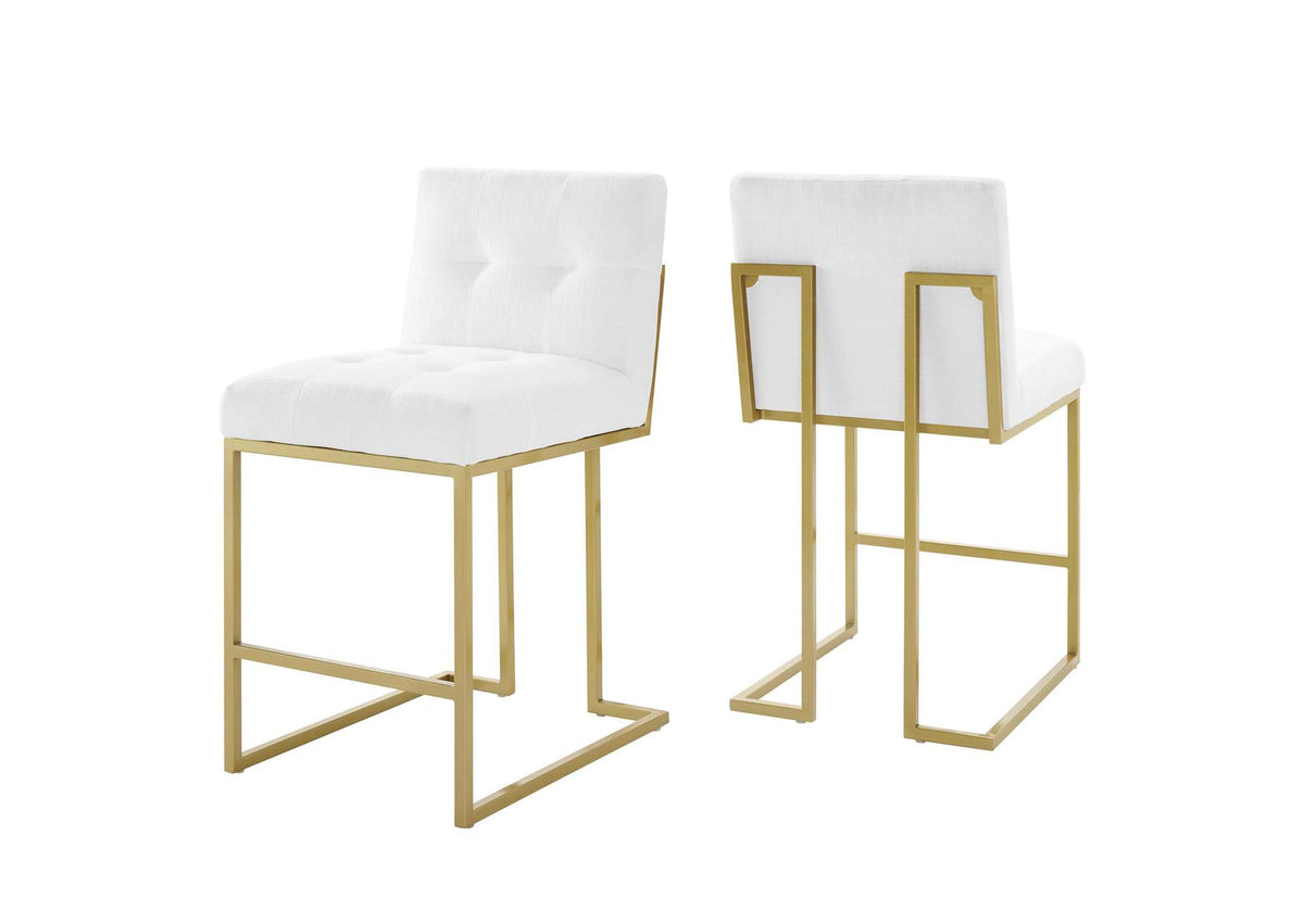 EEI-5571-GLD-WHI Privy Upholstered Fabric Counter Stool Set Of 2 By Modway