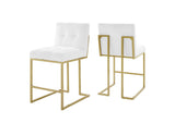 EEI-5571-GLD-WHI Privy Upholstered Fabric Counter Stool Set Of 2 By Modway