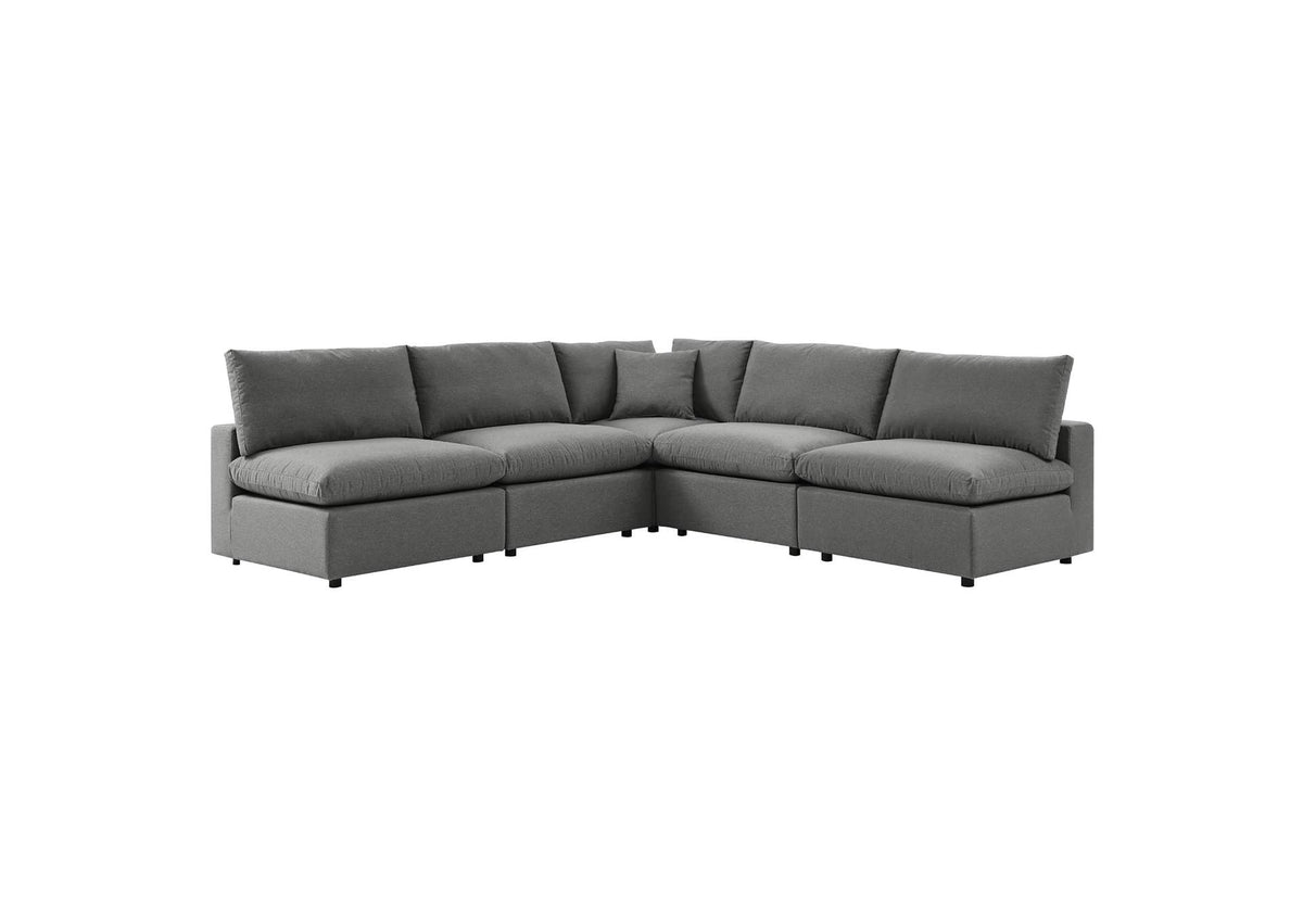 EEI-5587-CHA Commix 5 Piece Outdoor Patio Sectional Sofa By Modway