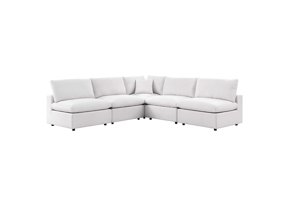 EEI-5587-WHI Commix 5 Piece Outdoor Patio Sectional Sofa By Modway