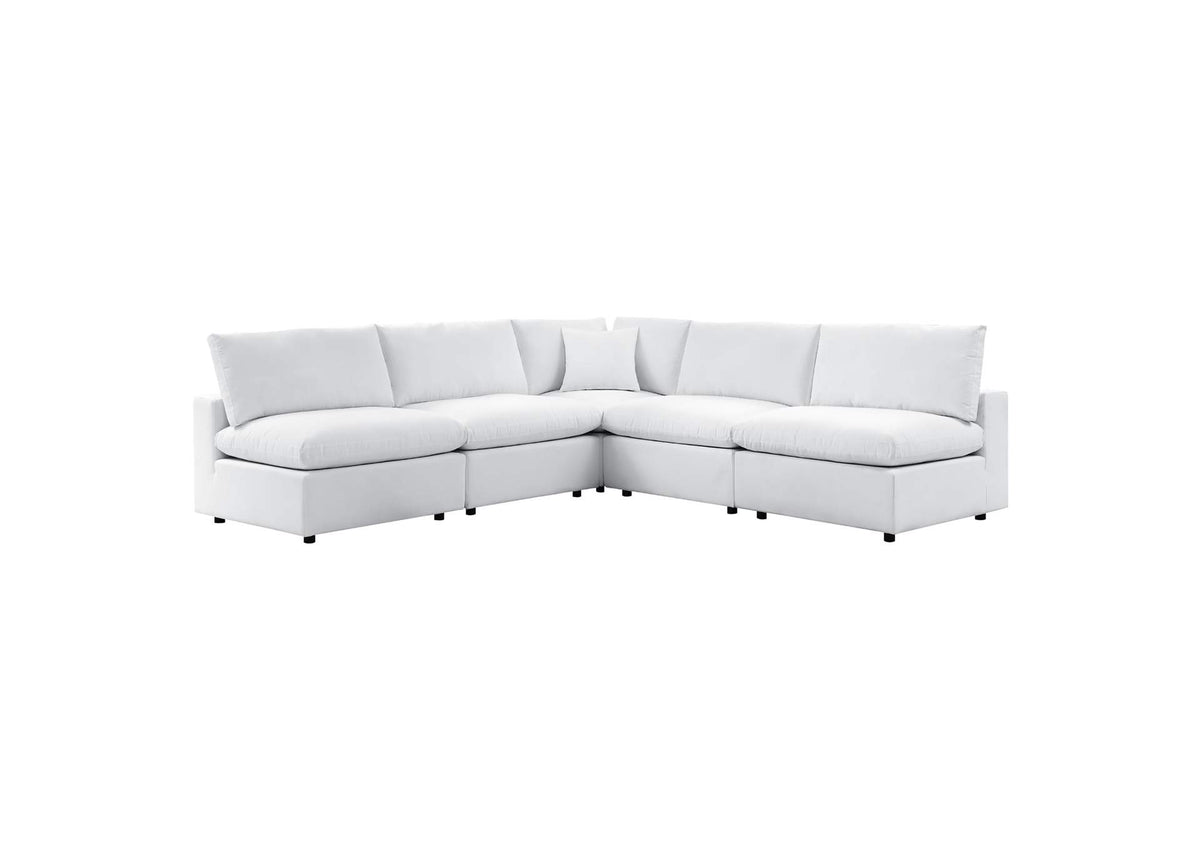EEI-5588-WHI Commix 5 Piece Sunbrella® Outdoor Patio Sectional Sofa By Modway