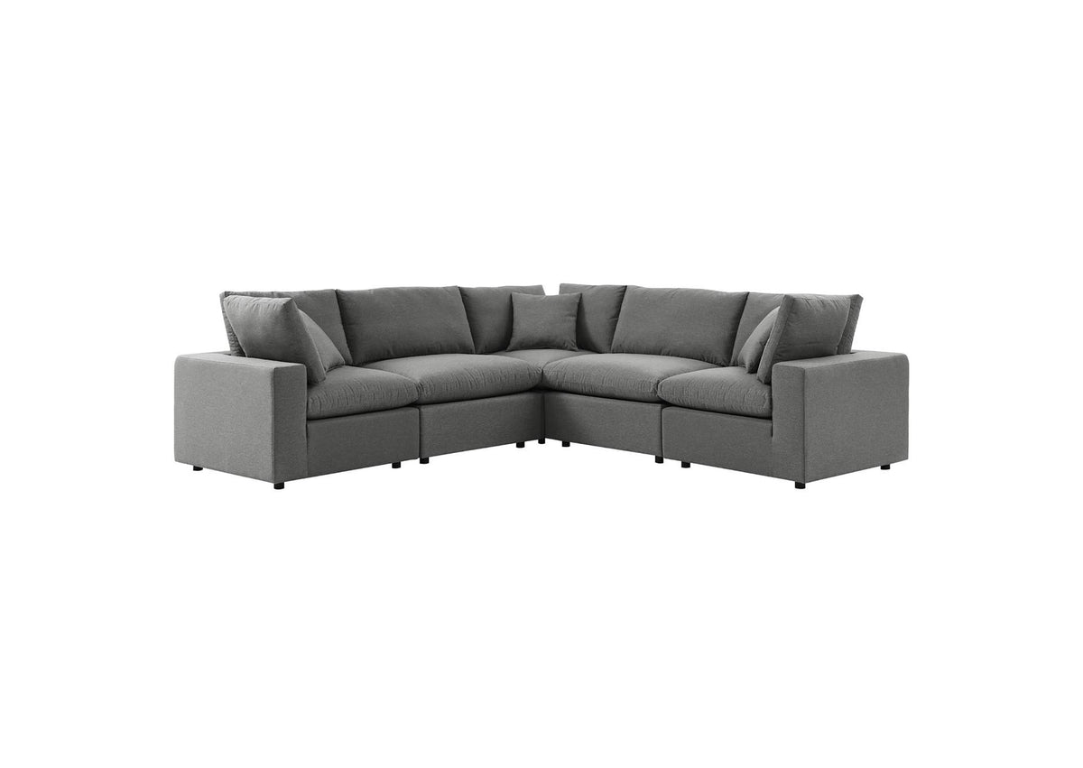 EEI-5589-CHA Commix 5 Piece Outdoor Patio Sectional Sofa By Modway