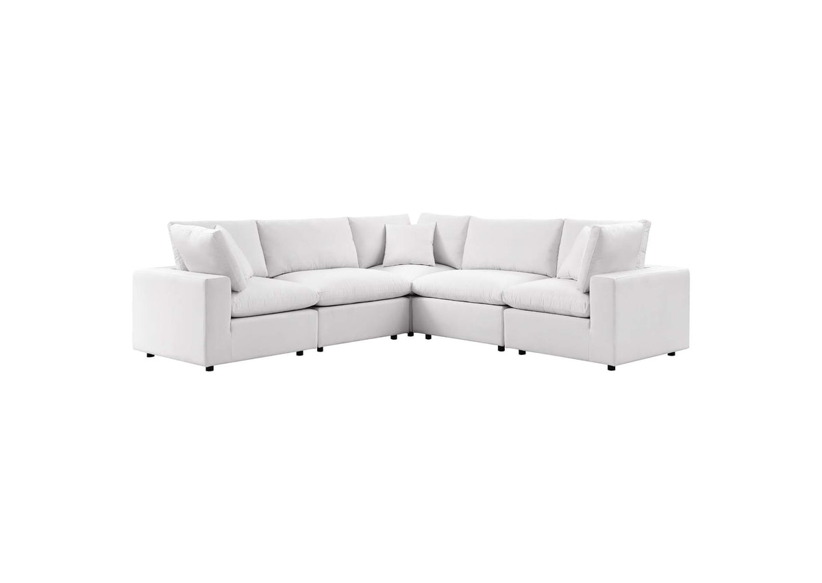EEI-5589-WHI Commix 5 Piece Outdoor Patio Sectional Sofa By Modway