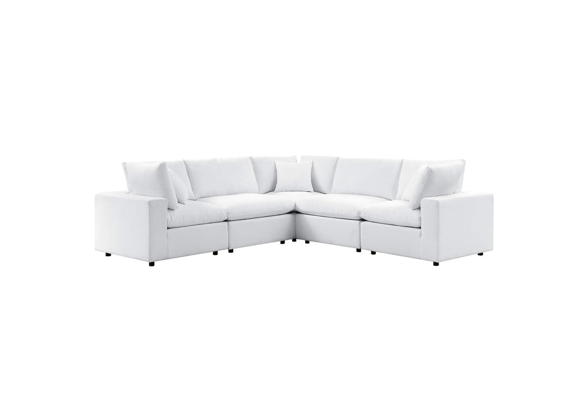 EEI-5590-WHI Commix 5 Piece Sunbrella® Outdoor Patio Sectional Sofa By Modway