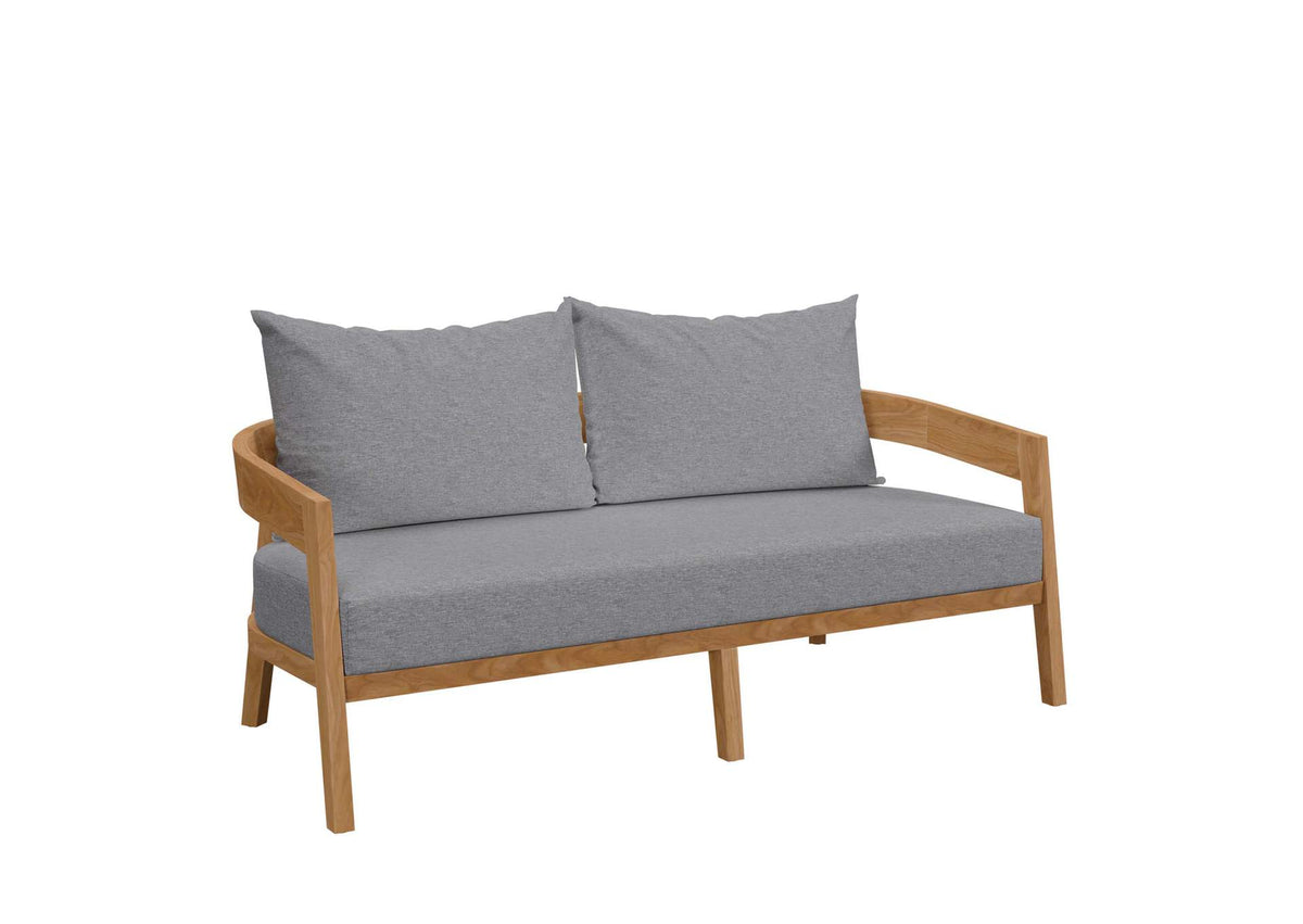 EEI-5601-NAT-GRY Brisbane Teak Wood Outdoor Patio Loveseat By Modway