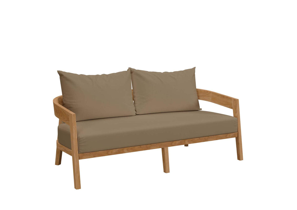 EEI-5601-NAT-LBR Brisbane Teak Wood Outdoor Patio Loveseat By Modway