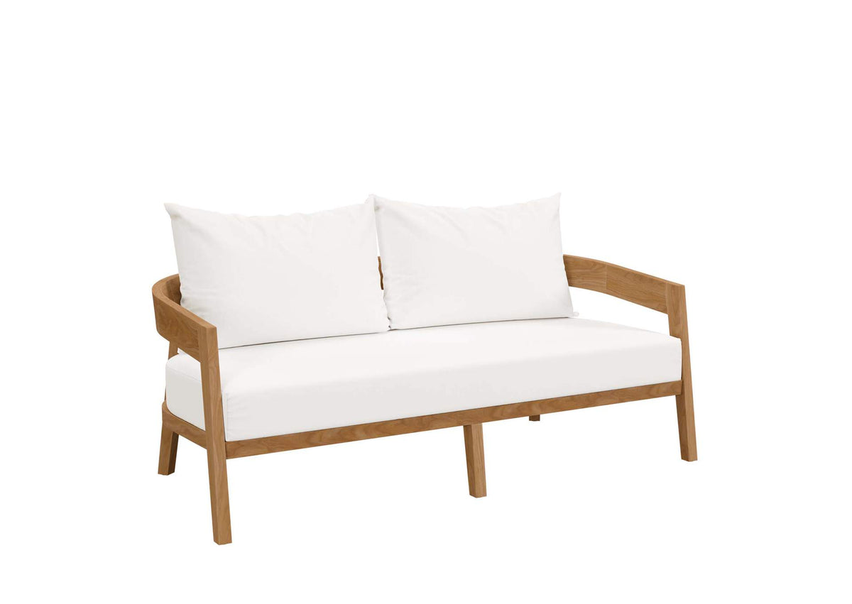 EEI-5601-NAT-WHI Brisbane Teak Wood Outdoor Patio Loveseat By Modway