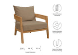 EEI-5602-NAT-LBR Brisbane Teak Wood Outdoor Patio Armchair By Modway