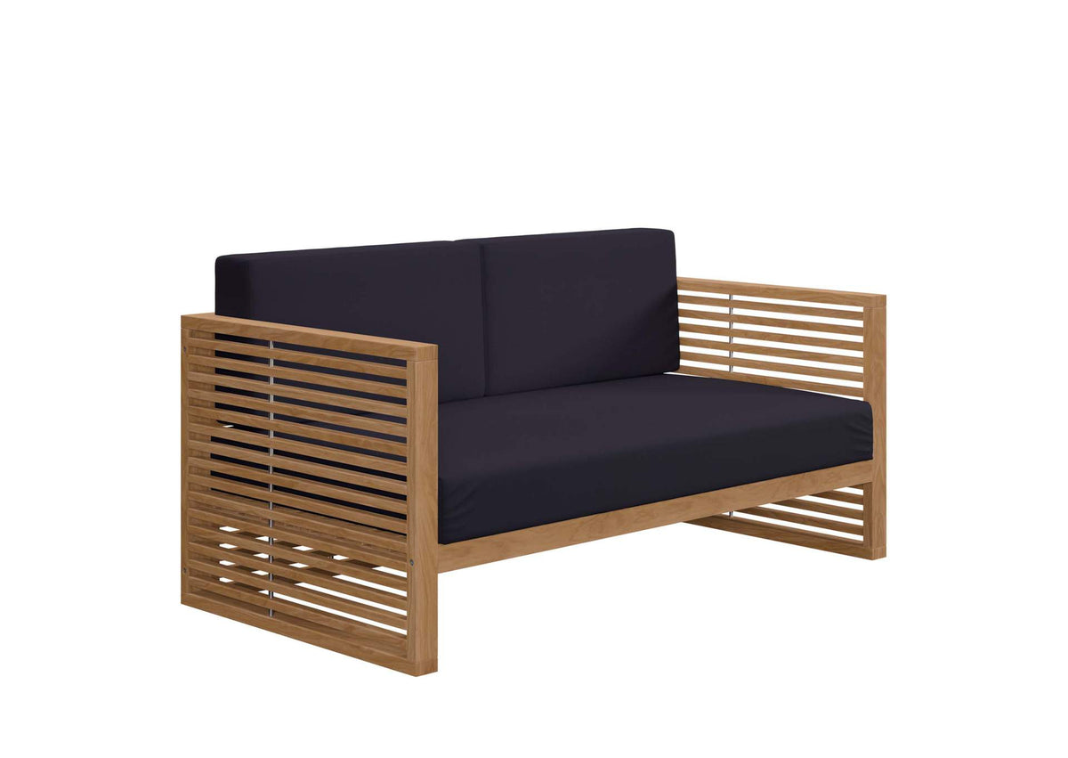 EEI-5605-NAT-NAV Carlsbad Teak Wood Outdoor Patio Loveseat By Modway