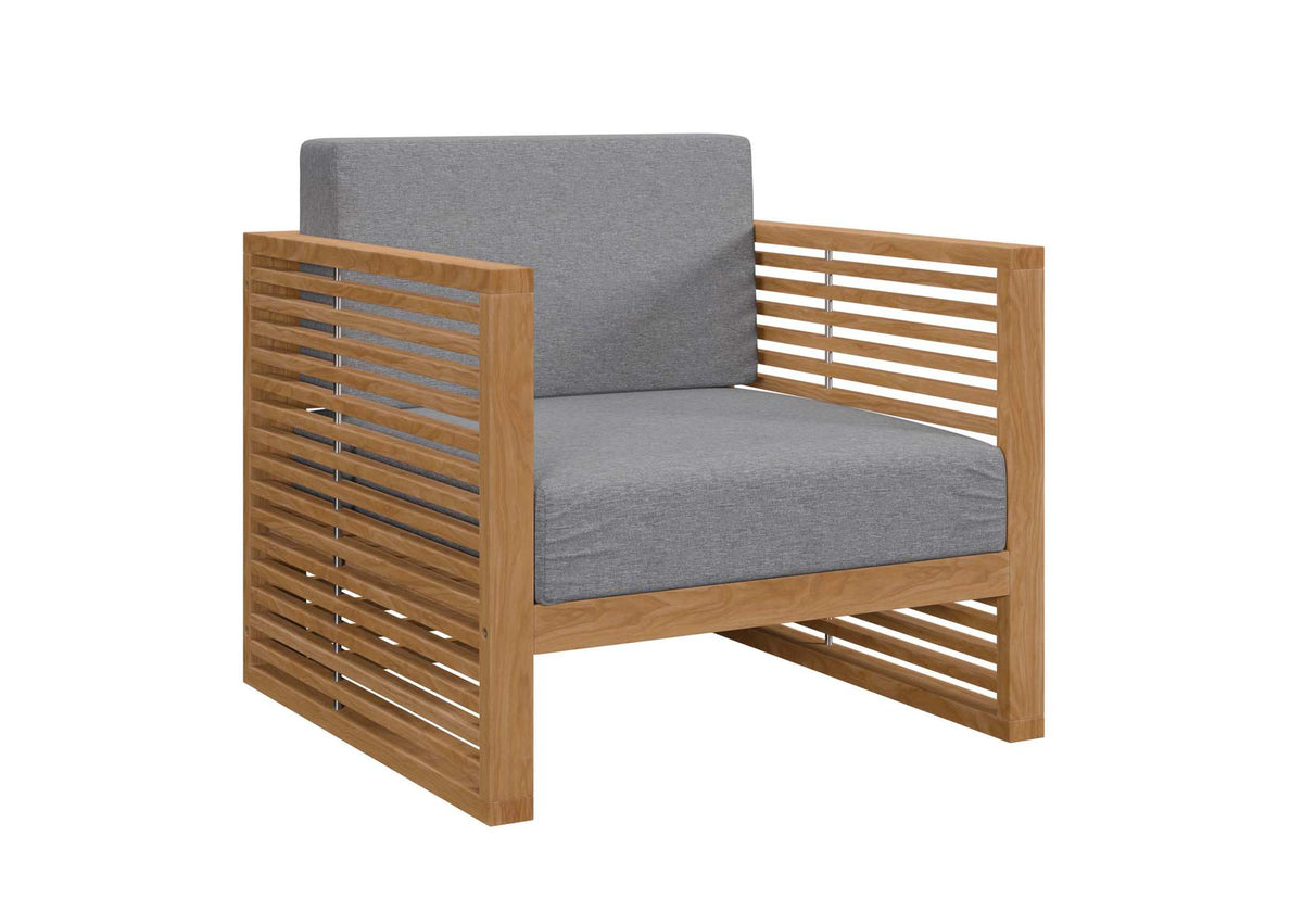 EEI-5606-NAT-GRY Carlsbad Teak Wood Outdoor Patio Armchair By Modway